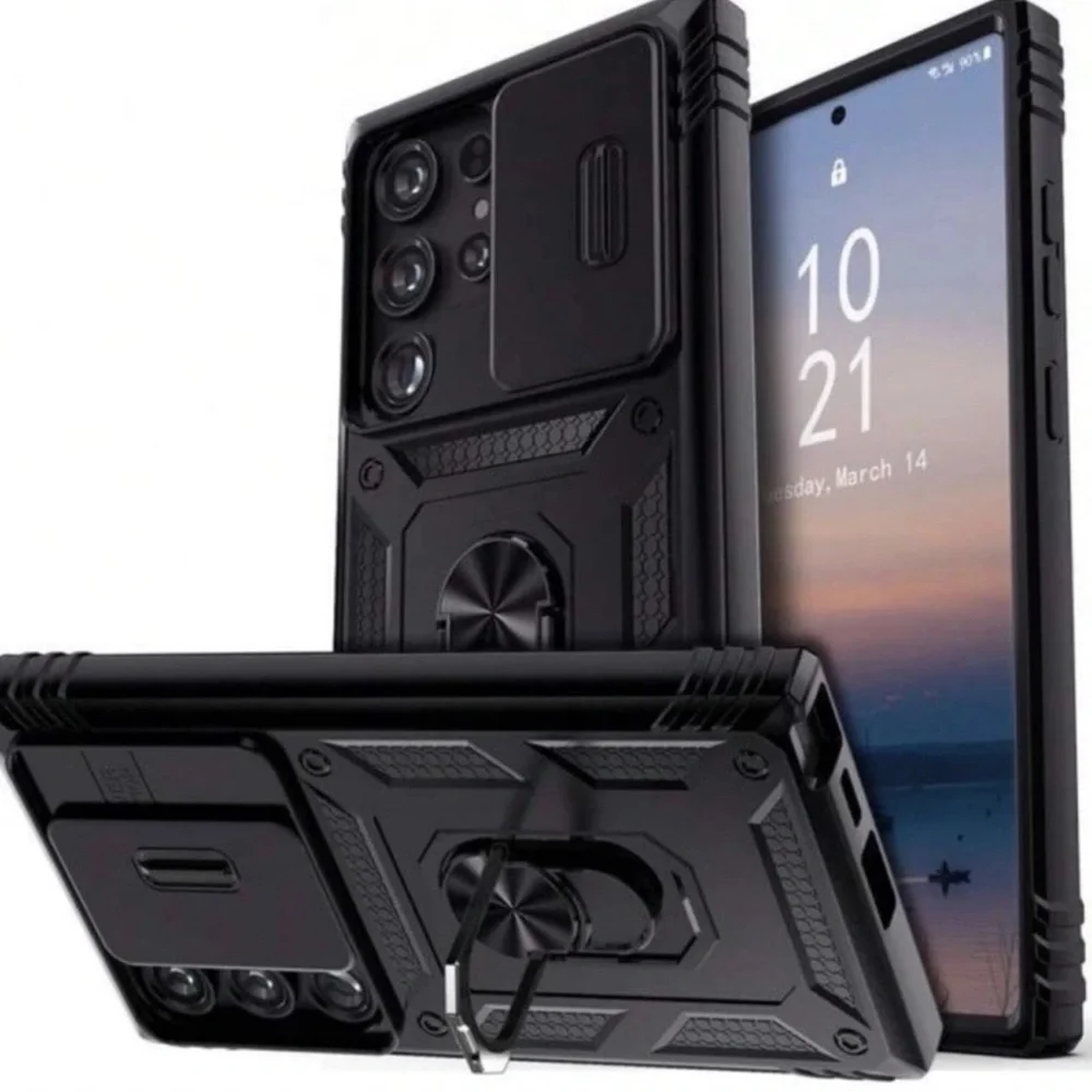 iPhone 14 Pro Max Black Rugged Phone Case with Kickstand